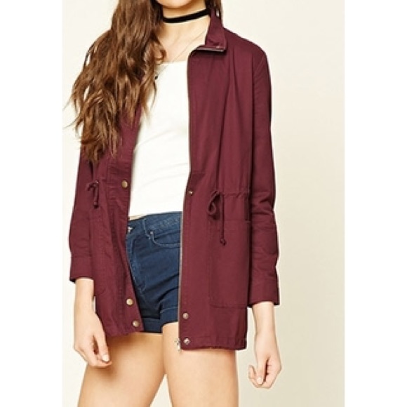 burgundy utility jacket